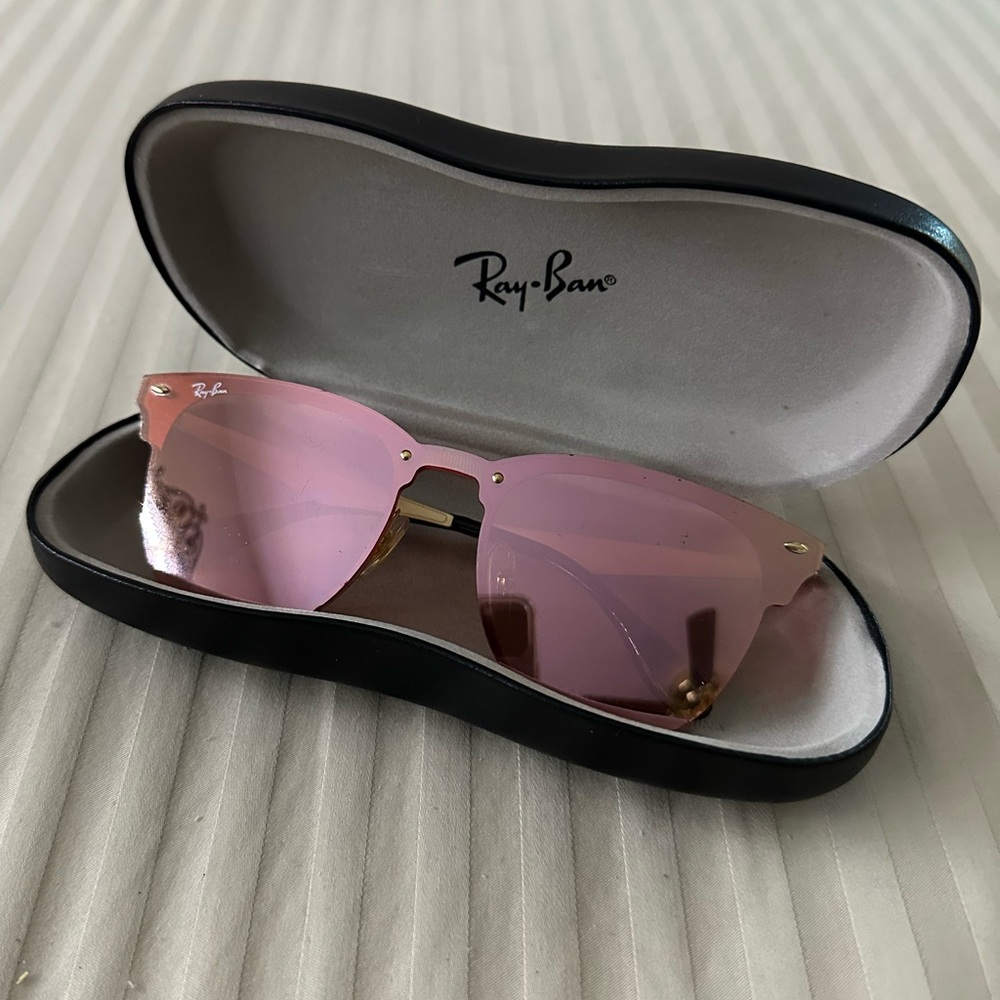 Authentic Ray-Ban Rose MIRROR Gold BLAZE CLUB MASTER Sunglasses‼️with CASE‼️ - Picture 2 of 8